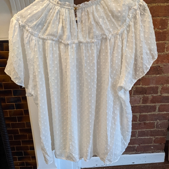 J. Crew Gathered Bib Draper Swiss Dot Blouse L - bought NWT, but worn gently - Picture 2 of 5